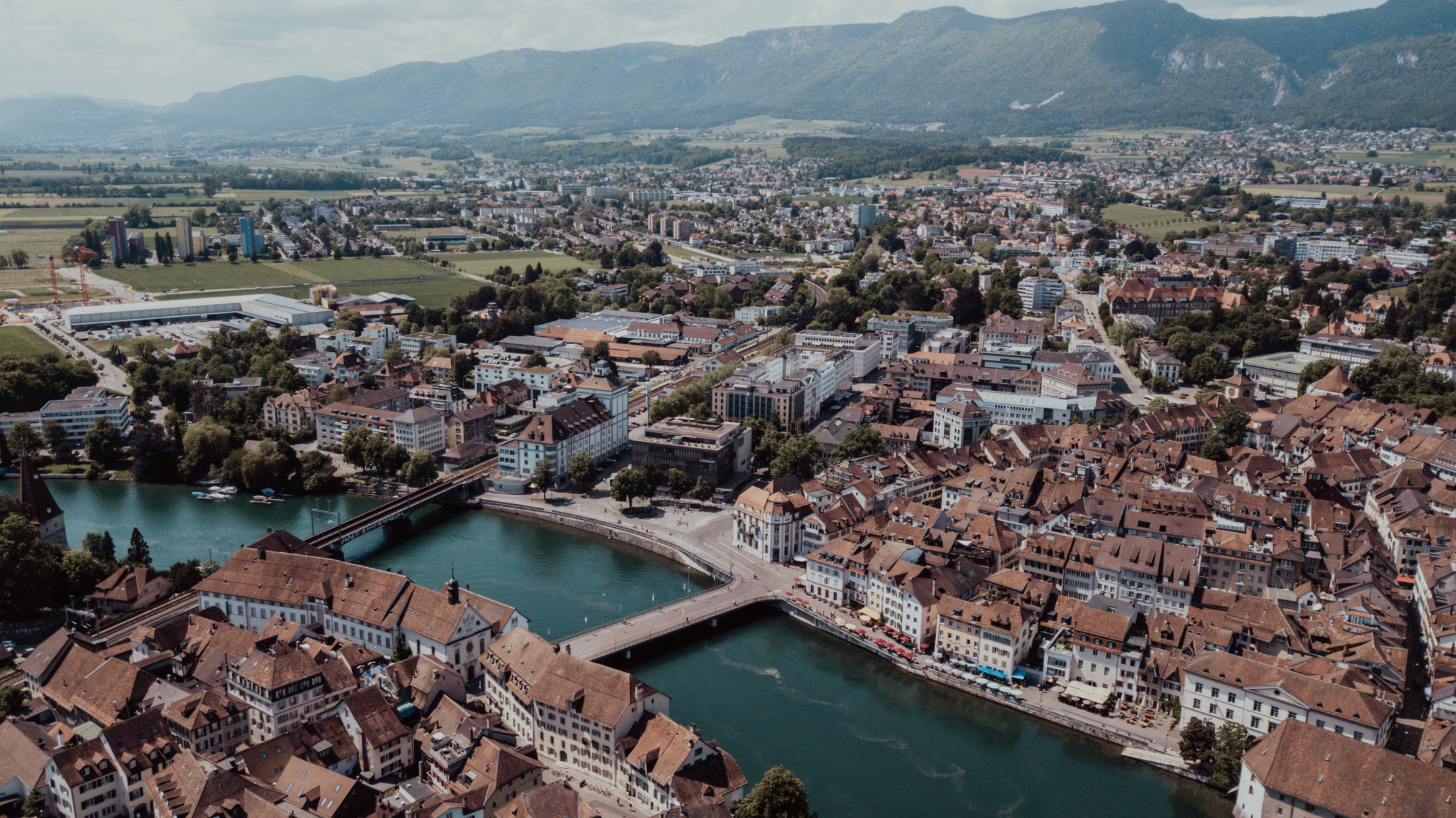 Luftansicht der Stadt Solothurn; Privatermittler Solothurn, Detektivagentur Solothurn, Detektivteam Solothurn, Detektei-Service Solothurn