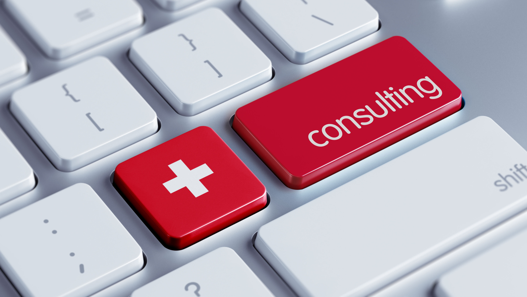 Tastatur mit Schweizerkreuz und Taste "Consulting"; Wirtschaftsdetektei Schweiz, Detektei Zürich, Detektiv Zürich, Privatdetektiv Schweiz